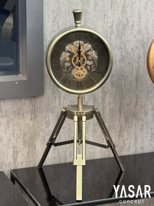 Chronare Metal Çarklı Tripod Masa Saati 25x65 Cm