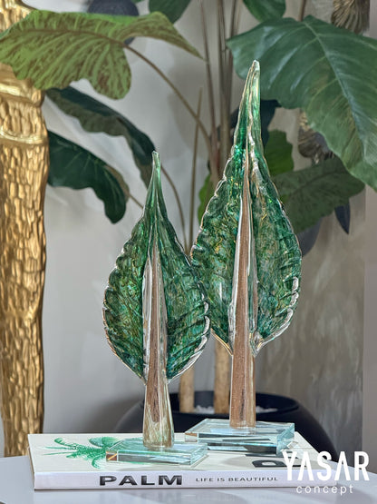 Silvanis Cam Yaprak Obje Set Yeşil