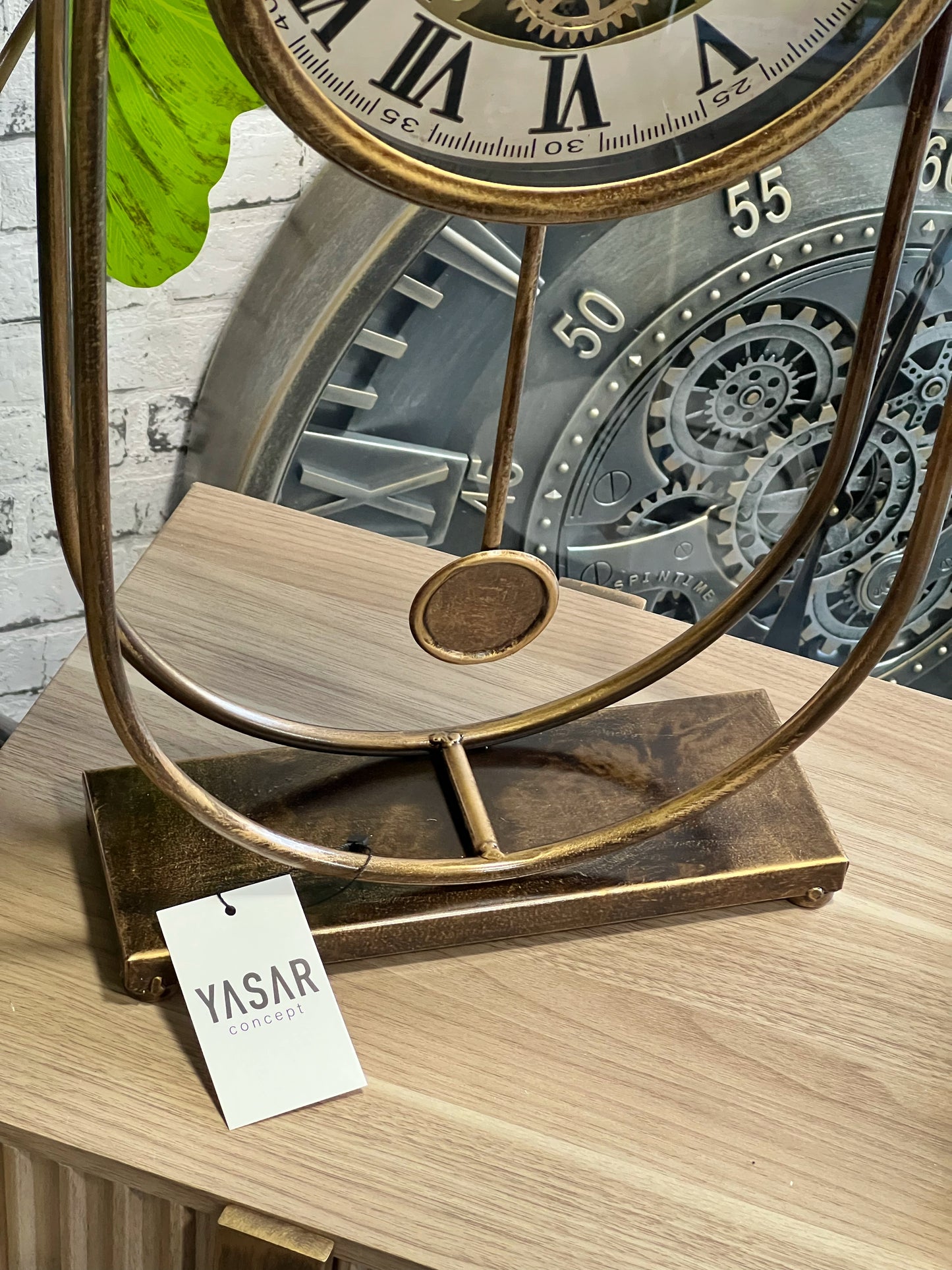 Horlium Metal Çarklı Masa Saati 28x58 Cm