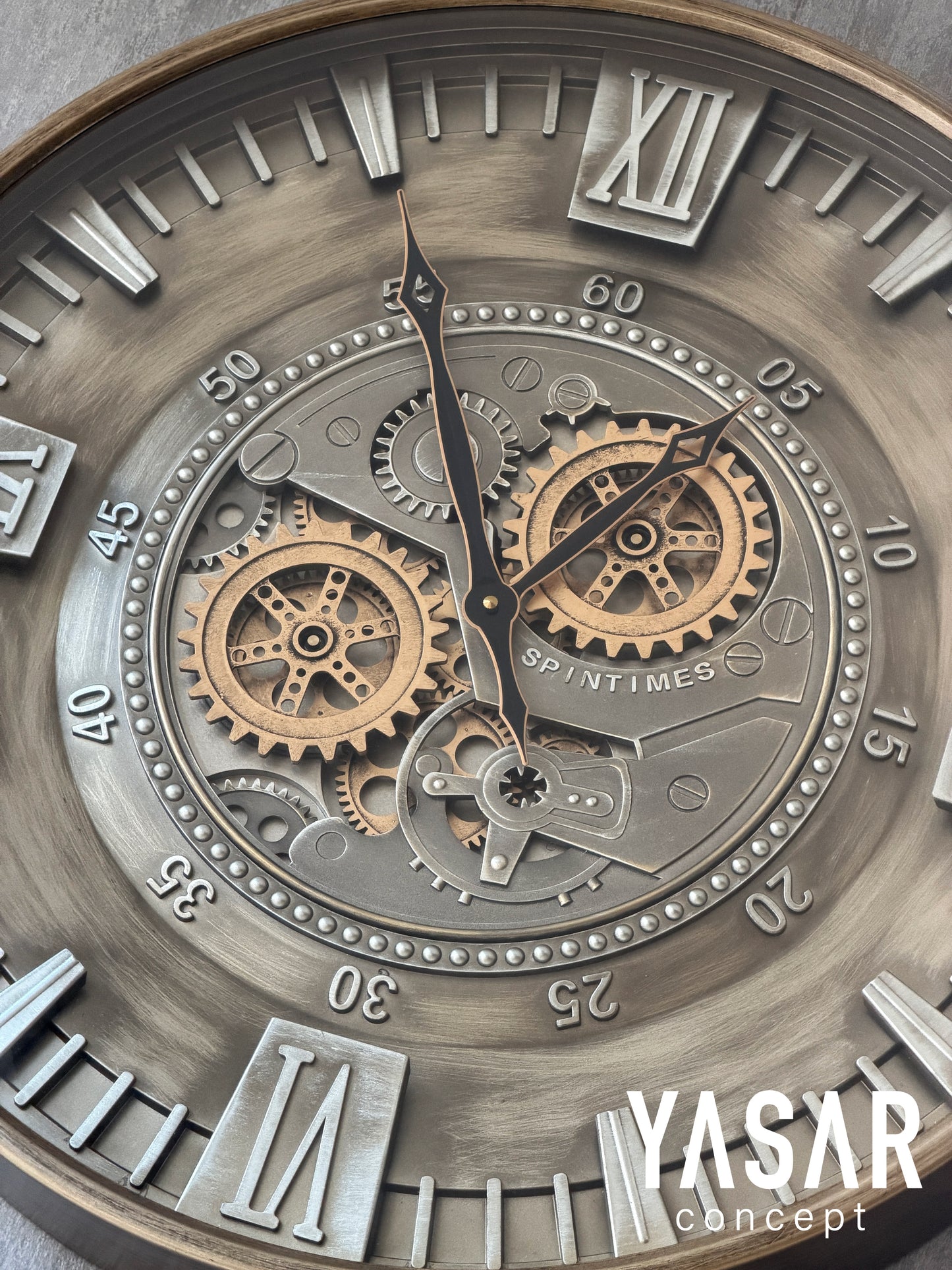 Rotavera Metal Çarklı Duvar Saati 60 Cm