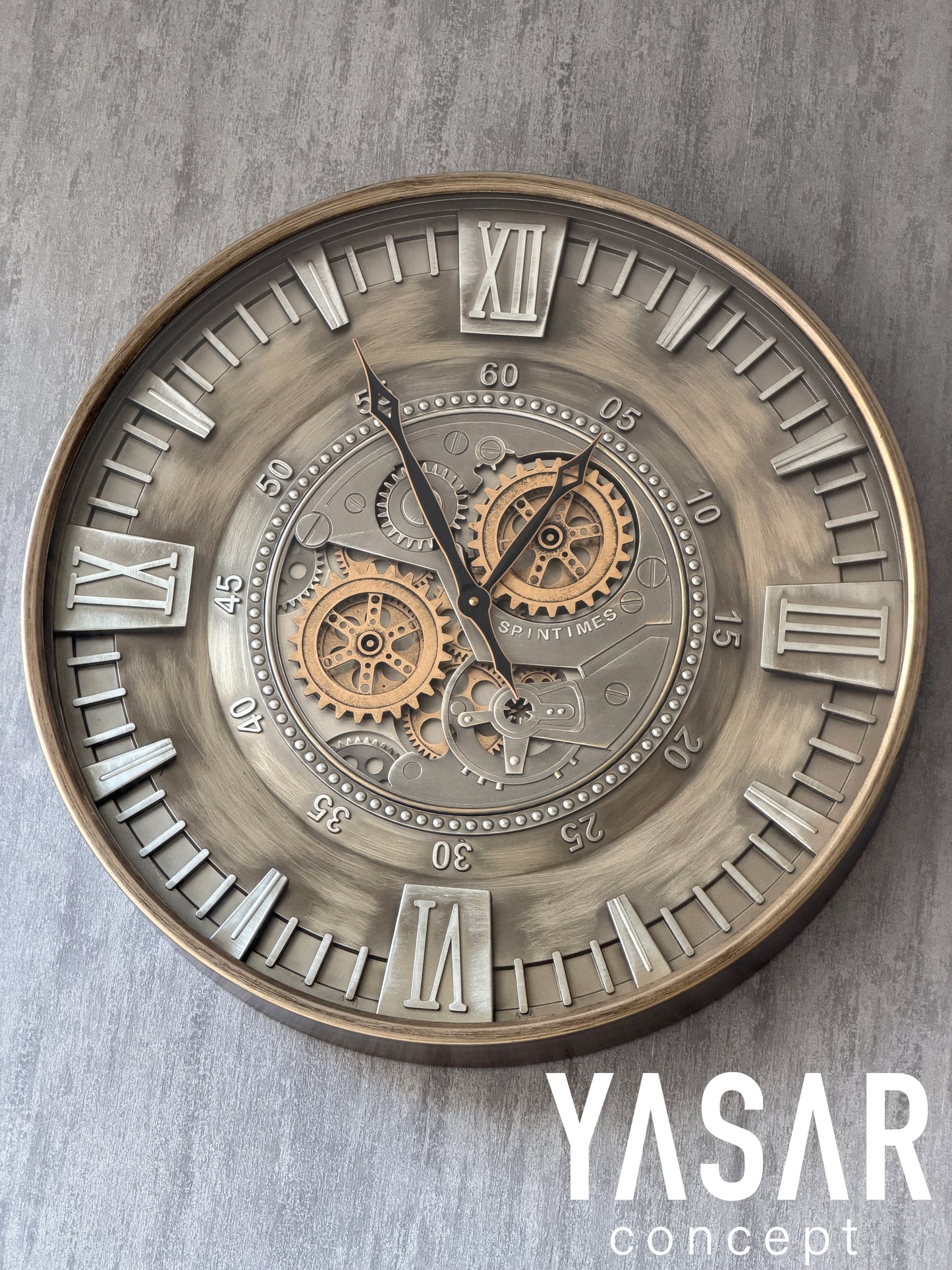 Rotavera Metal Çarklı Duvar Saati 60 Cm