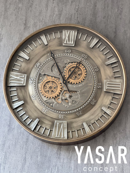 Rotavera Metal Çarklı Duvar Saati 60 Cm