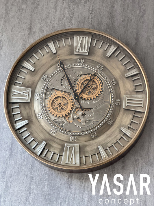 Rotavera Metal Çarklı Duvar Saati 60 Cm