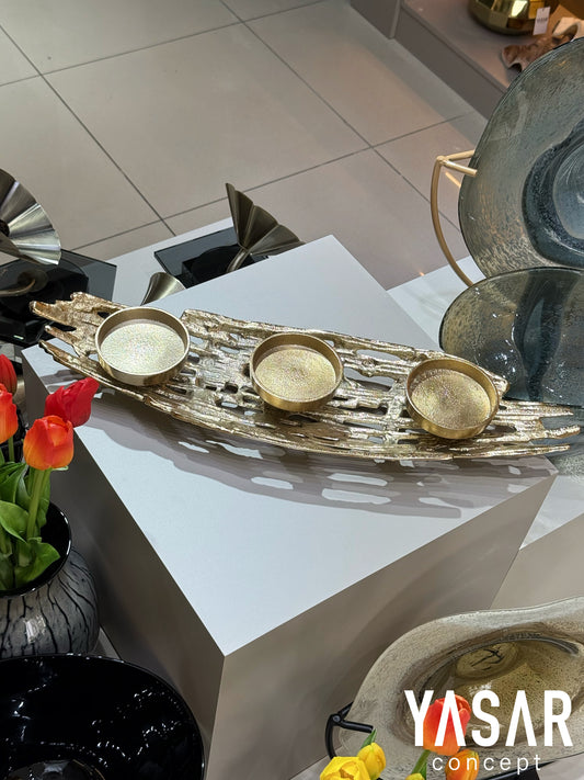 Flamora Metal Tabaklı Mumluk Set