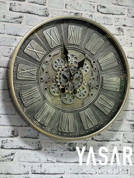 Clokar Metal Çarklı Duvar Saati 60 Cm