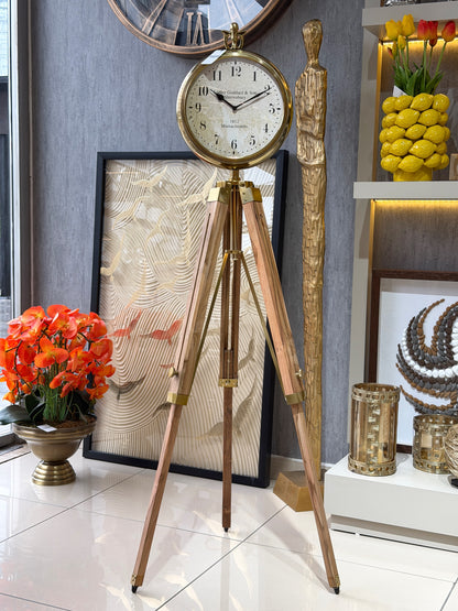 Heritage Metal Ahşap Ayaklı Tripod Saat