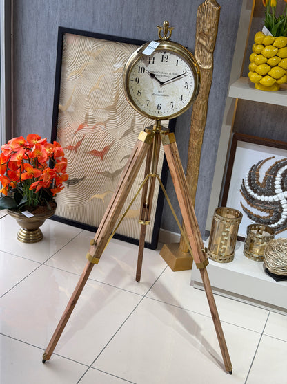 Heritage Metal Ahşap Ayaklı Tripod Saat