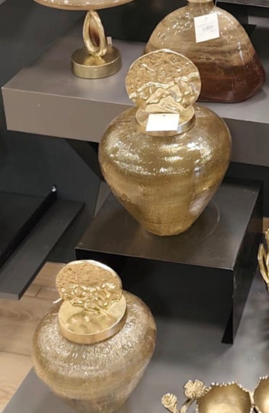 Alvera Kapaklı Cam Vazo Set