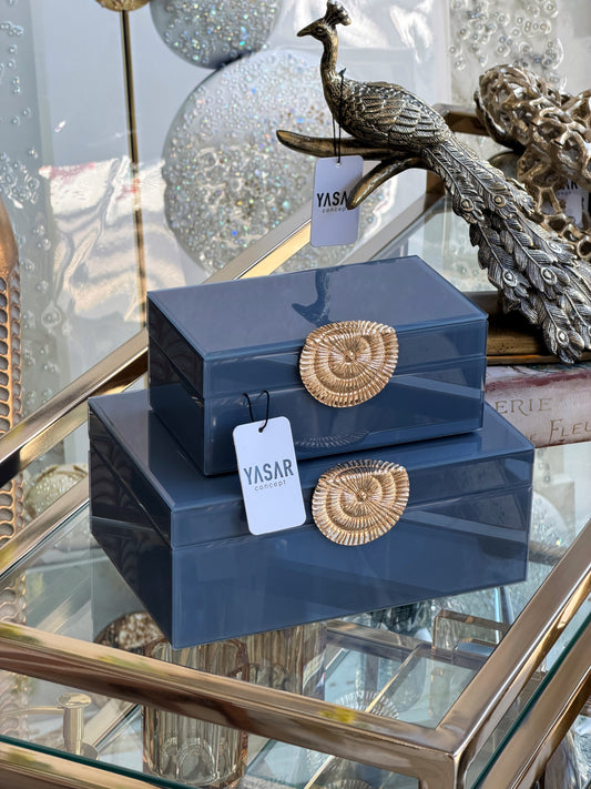 Glacielle Dekoratif Cam Kutu Set Gri