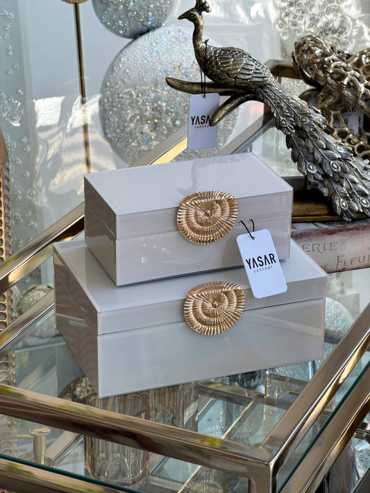 Glacielle Dekoratif Cam Kutu Set Beyaz