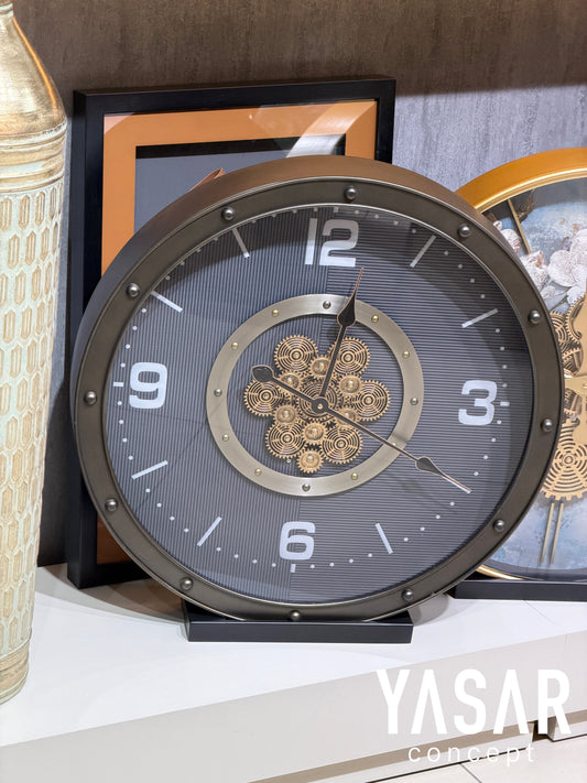 Nocturon Metal Çarklı Duvar Saati 60 Cm