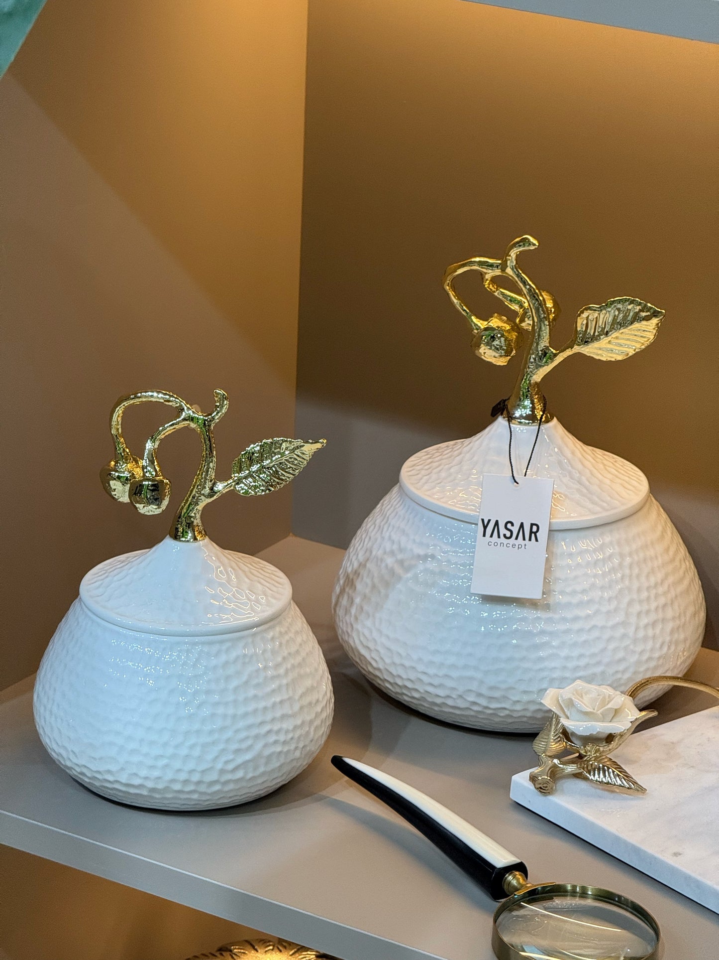 Cherryvase Seramik Kapaklı Kutu Küp Set