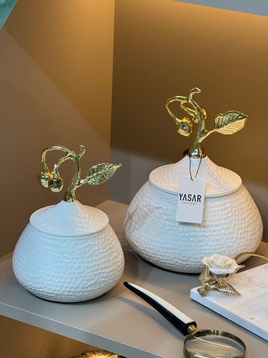 Cherryvase Seramik Kapaklı Kutu Küp Set