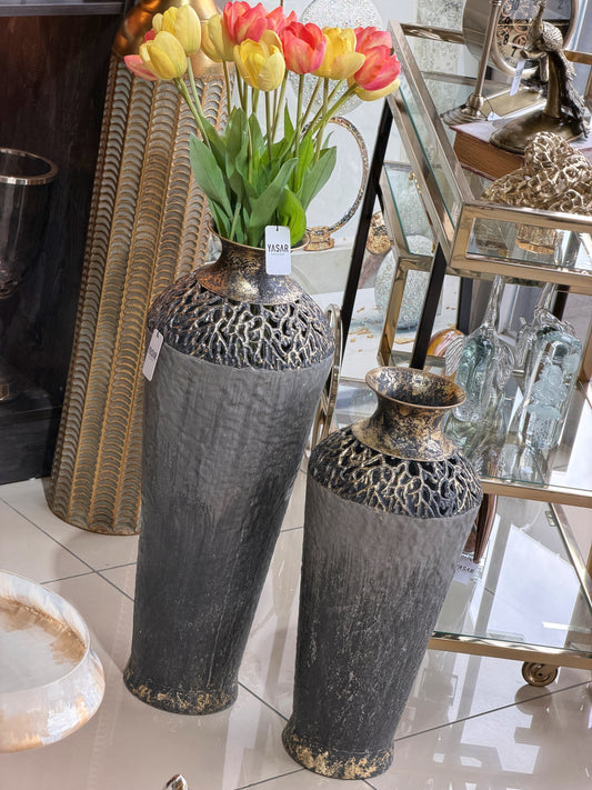 Elvion Metal Yer Vazosu Set Gri