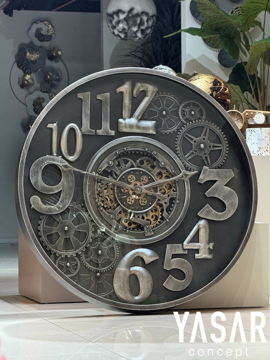Horloge Metal Çarklı Duvar Saati 100 Cm