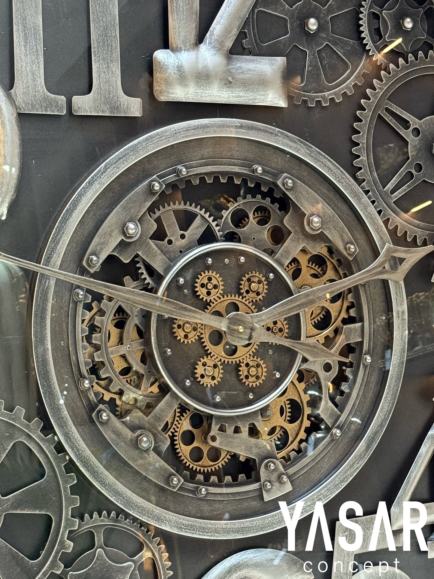 Horloge Metal Çarklı Duvar Saati 100 Cm