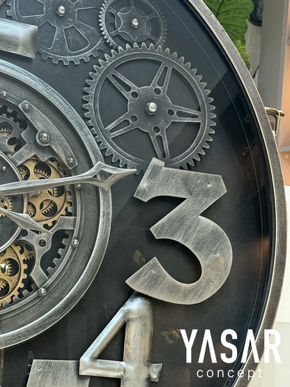 Horloge Metal Çarklı Duvar Saati 100 Cm