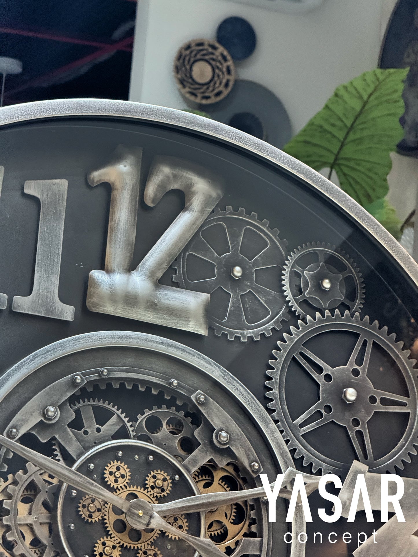 Horloge Metal Çarklı Duvar Saati 100 Cm