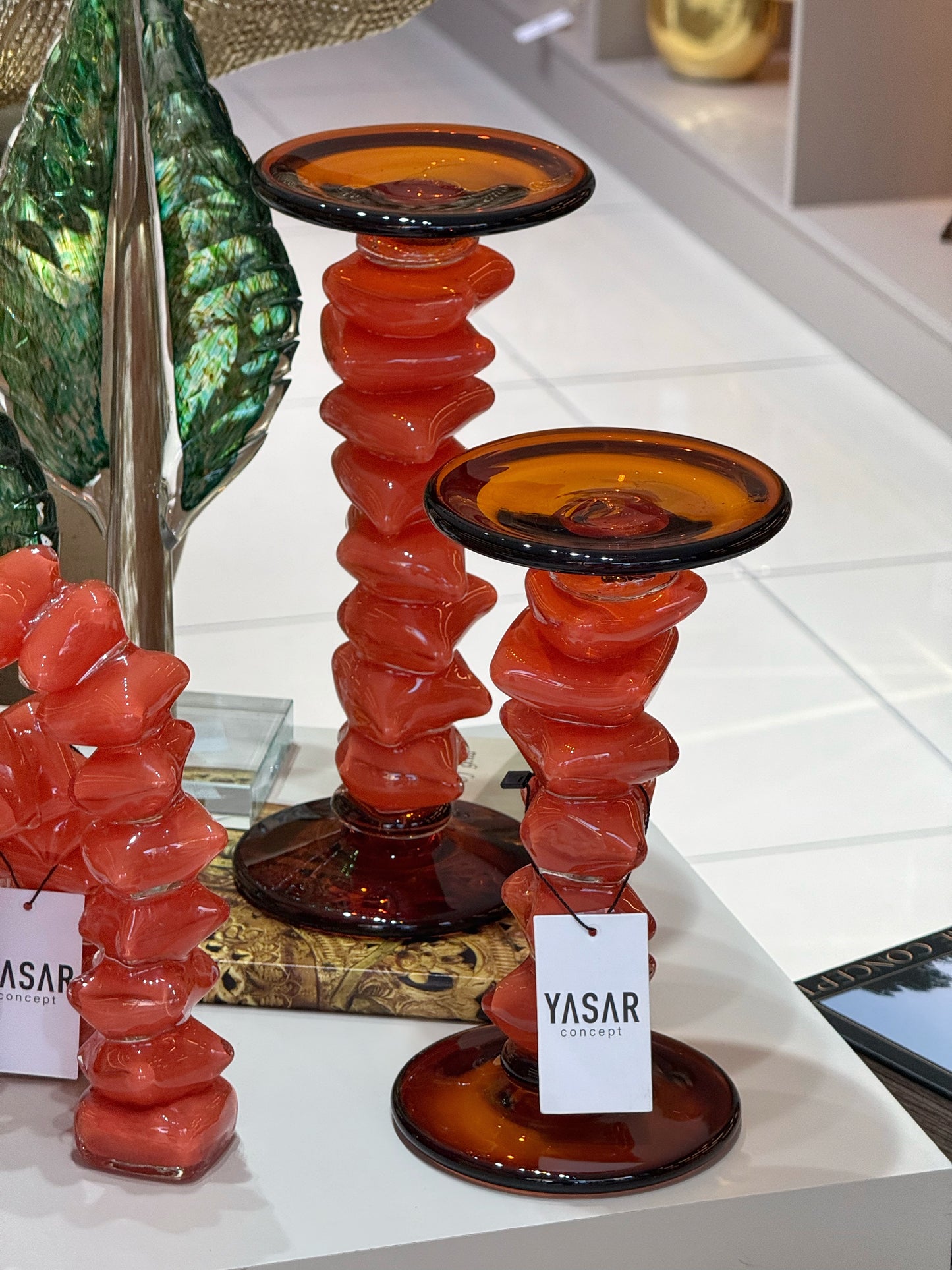 Formica Cam Mumluk Set Amber Turuncu