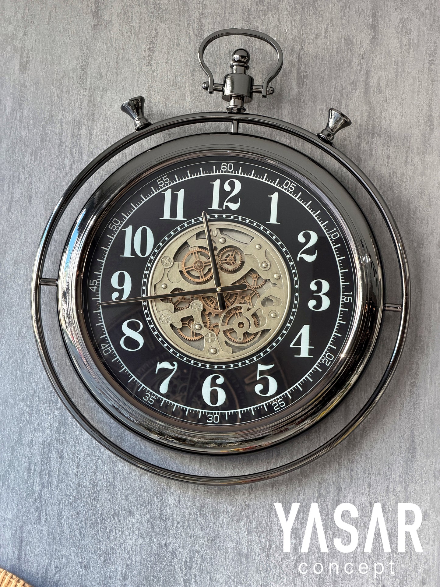 Rovantis Metal Çarklı Duvar Saati 60x75 Cm