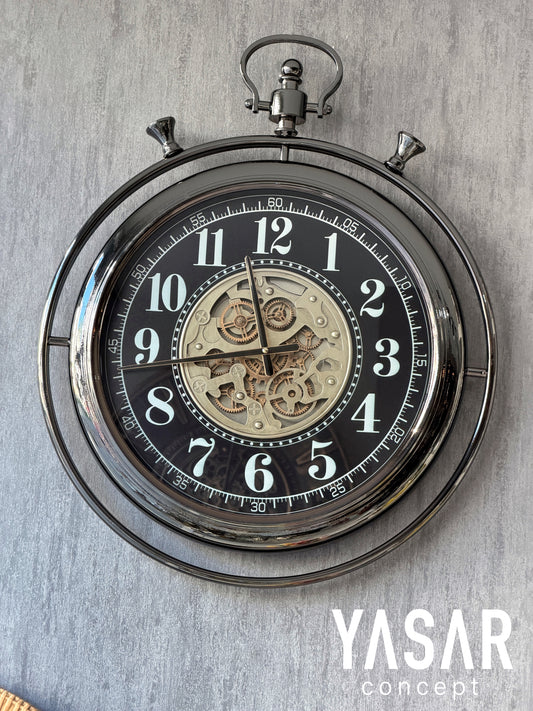 Rovantis Metal Çarklı Duvar Saati 60x75 Cm