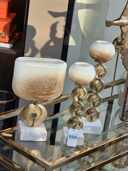 Lustrina Şamdan ve Vazo Salon Seti 3 Parça