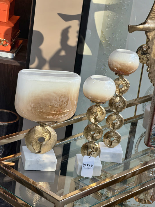 Lustrina Şamdan ve Vazo Salon Seti 3 Parça