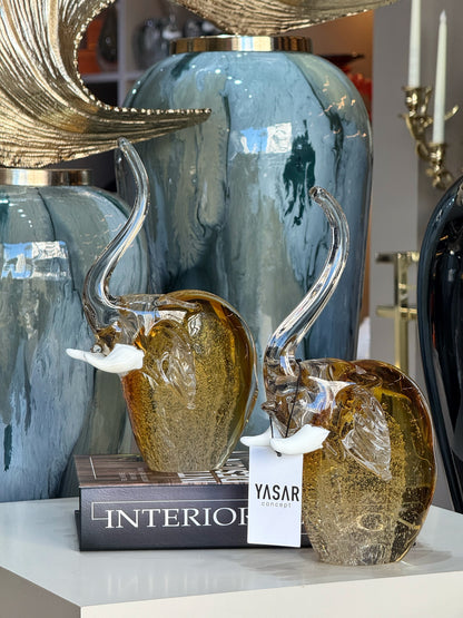 Eluna Cam Dekoratif Fil Obje Set Amber