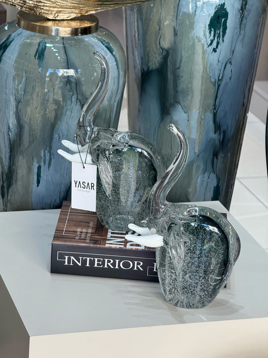 Eluna Cam Dekoratif Fil Obje Set Füme