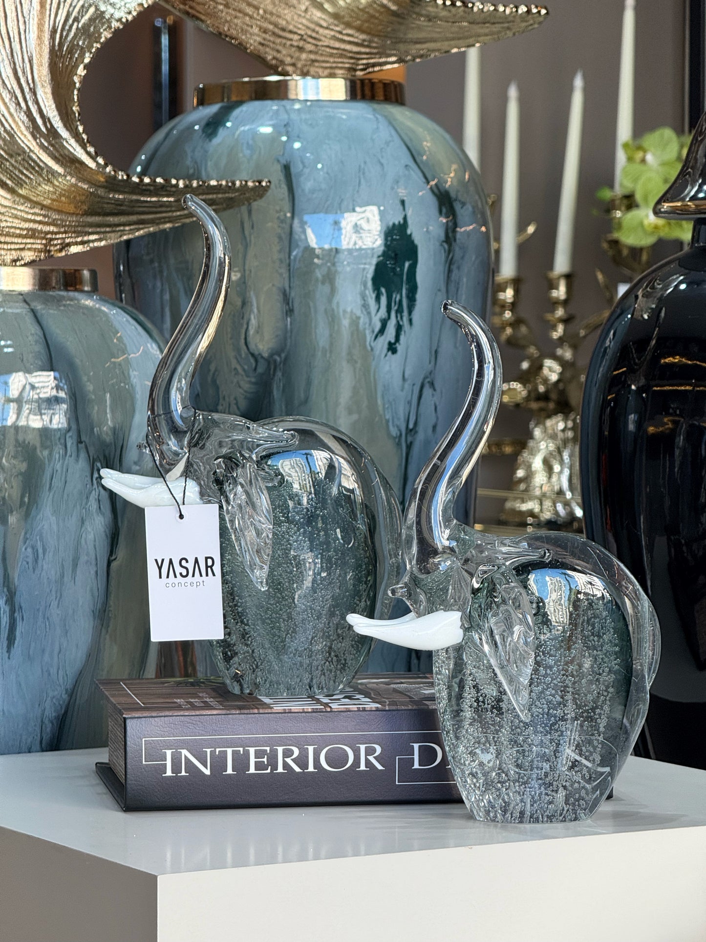 Eluna Cam Dekoratif Fil Obje Set Füme