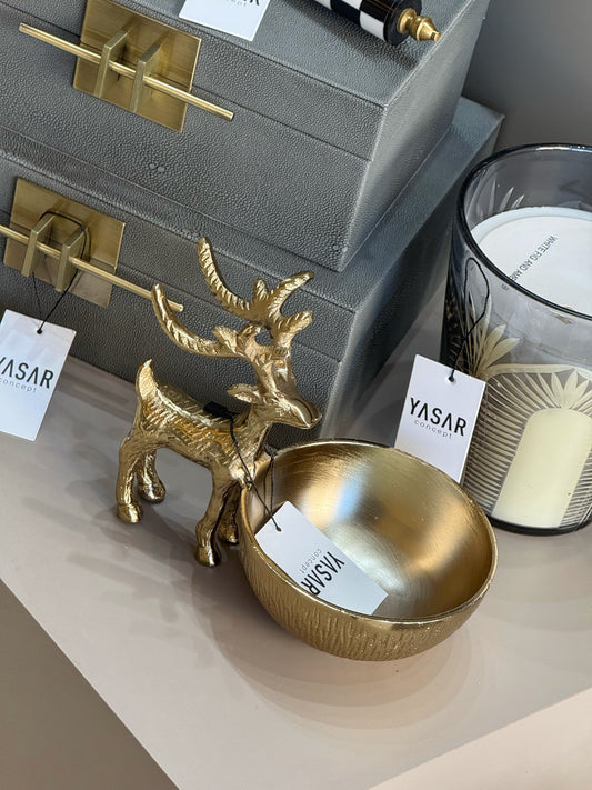 Luxcervo Geyik Detaylı Kase Çerezlik Gold