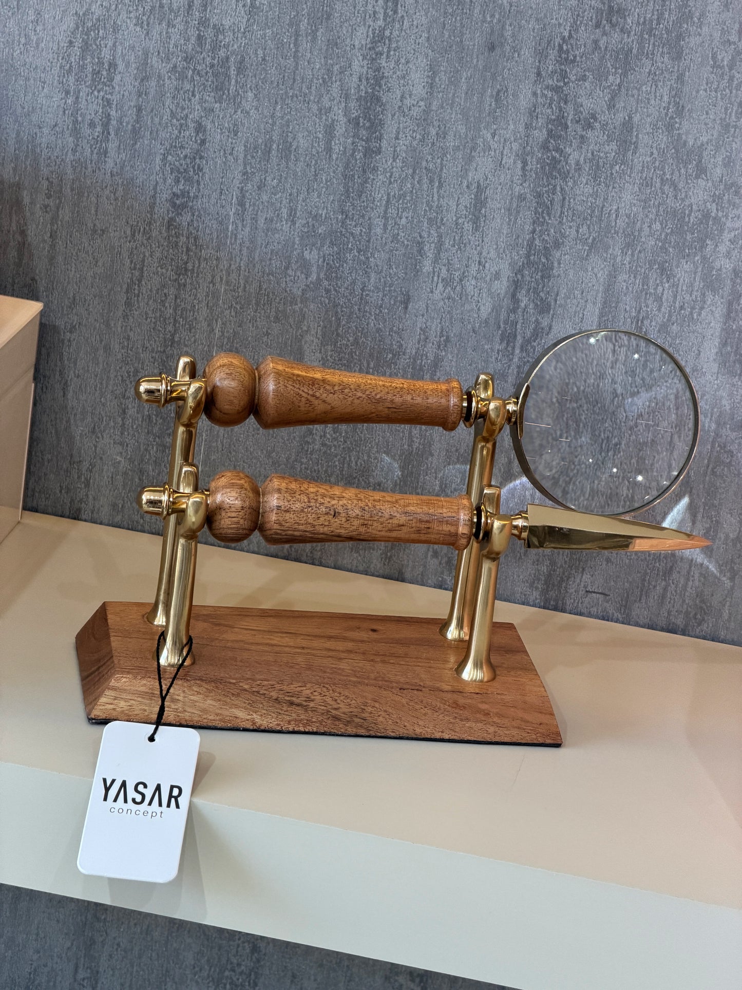 Lettrier Standlı Mektup Açacağı ve Büyüteç Set Gold