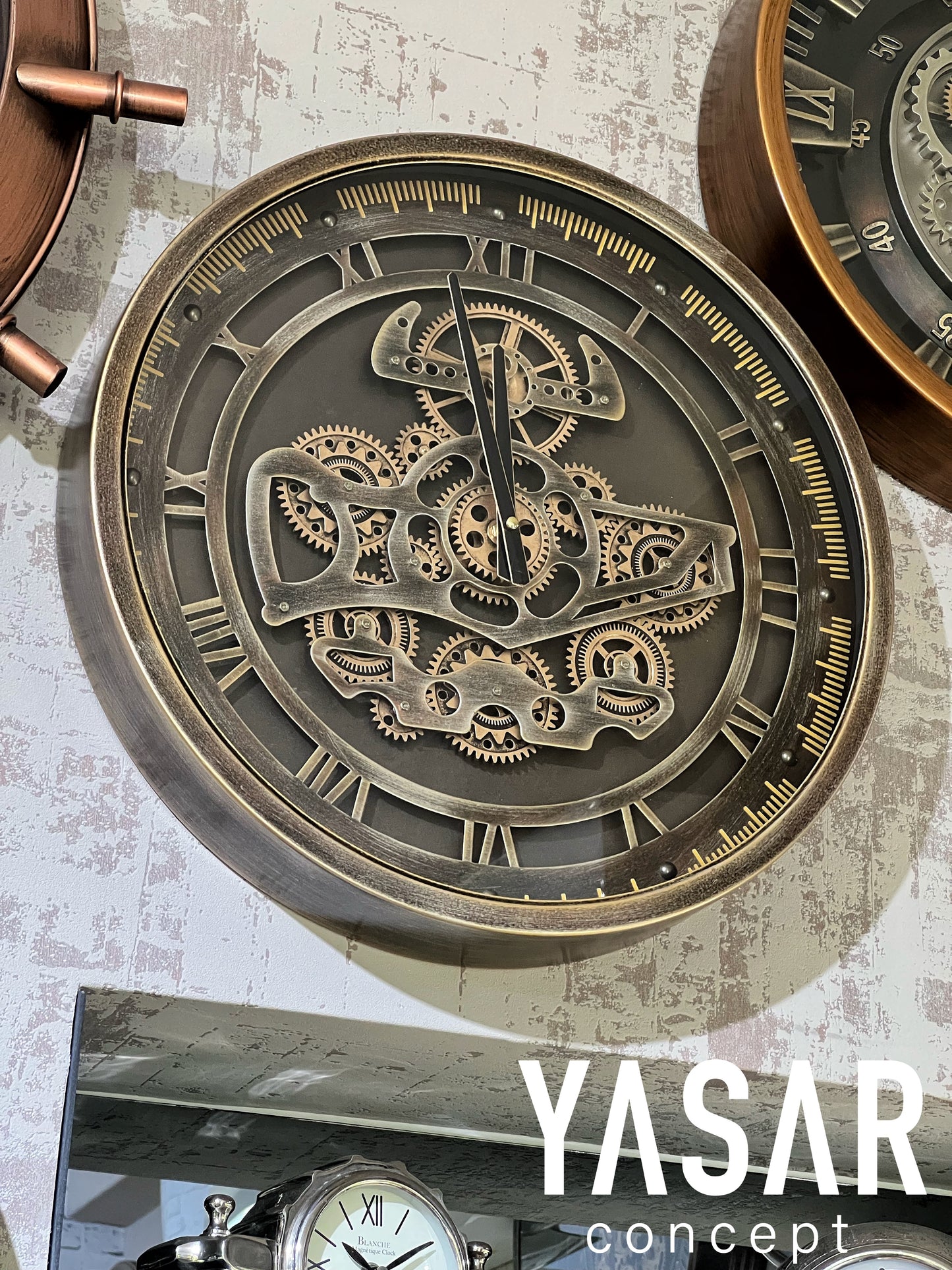 Metrono Metal Çarklı Duvar Saati 46 Cm