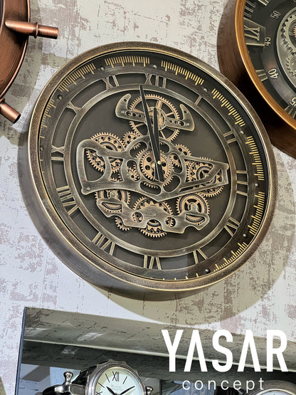 Metrono Metal Çarklı Duvar Saati 46 Cm