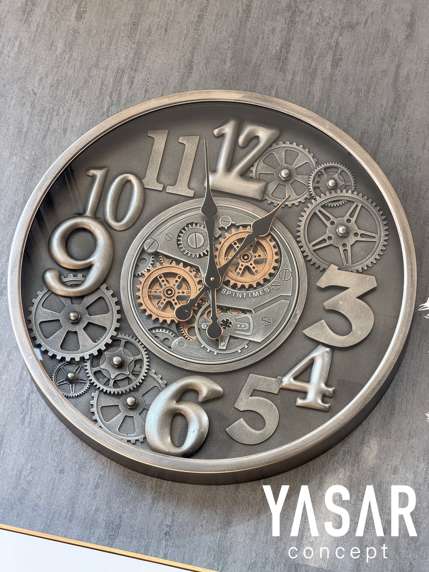 Horloge Metal Çarklı Duvar Saatleri 66 Cm