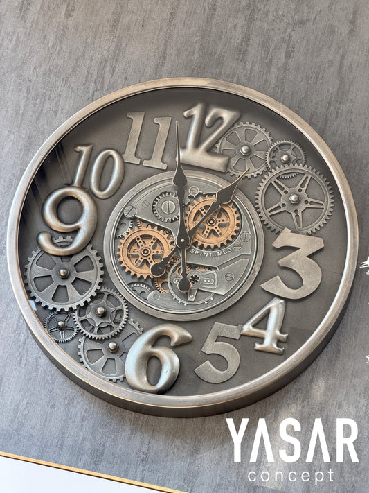 Horloge Metal Çarklı Duvar Saatleri 66 Cm