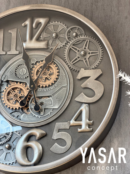 Horloge Metal Çarklı Duvar Saatleri 66 Cm