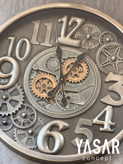 Horloge Metal Çarklı Duvar Saatleri 66 Cm