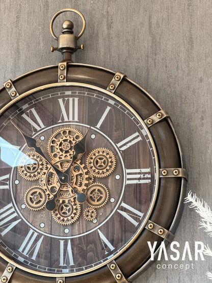 Nostalith Metal Çarklı Duvar Saati 62x77 Cm