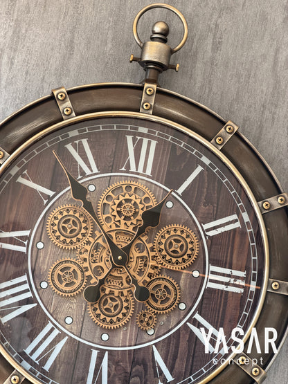 Nostalith Metal Çarklı Duvar Saati 62x77 Cm