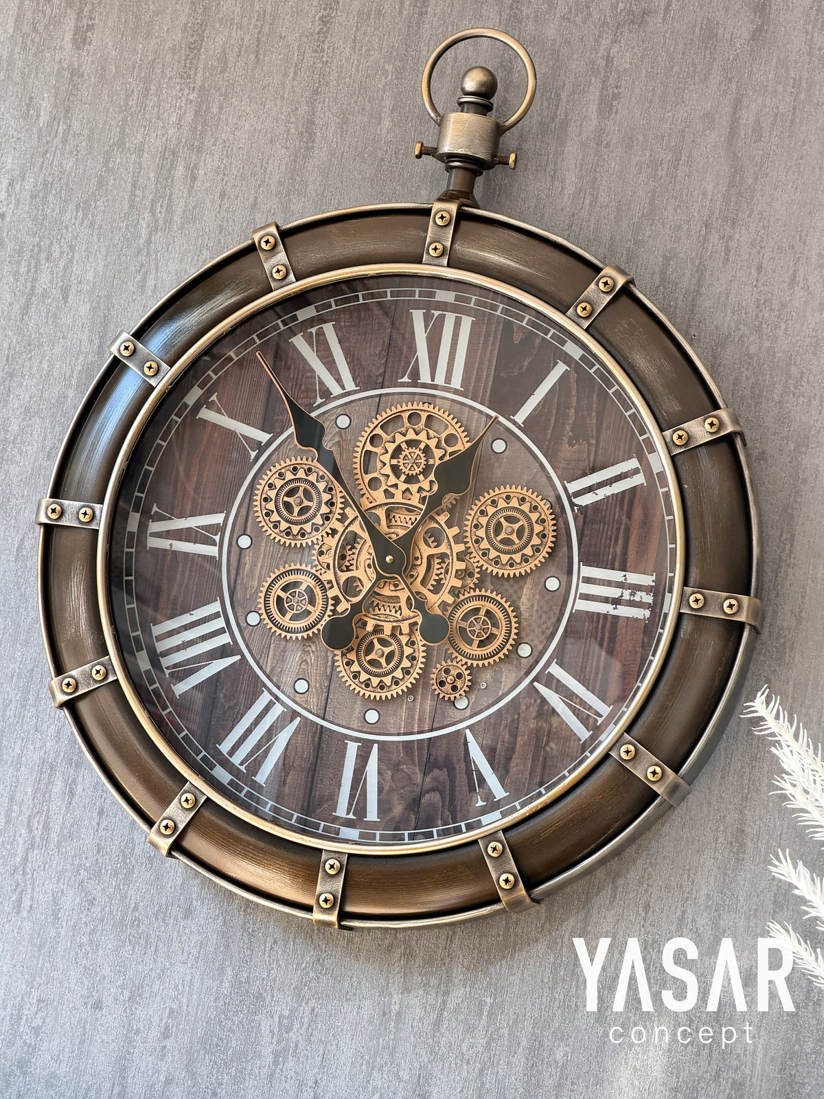 Nostalith Metal Çarklı Duvar Saati 62x77 Cm