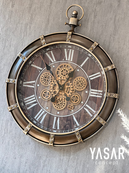 Nostalith Metal Çarklı Duvar Saati 62x77 Cm