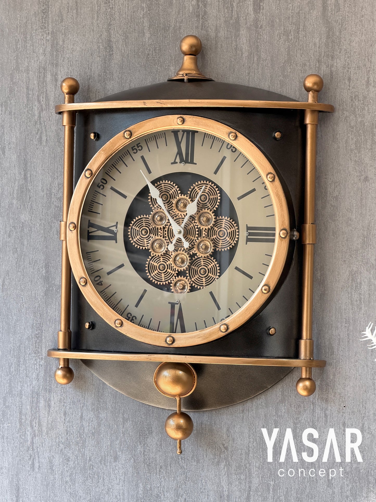 Lorenna Metal Çarklı Duvar Saati 46 Cm
