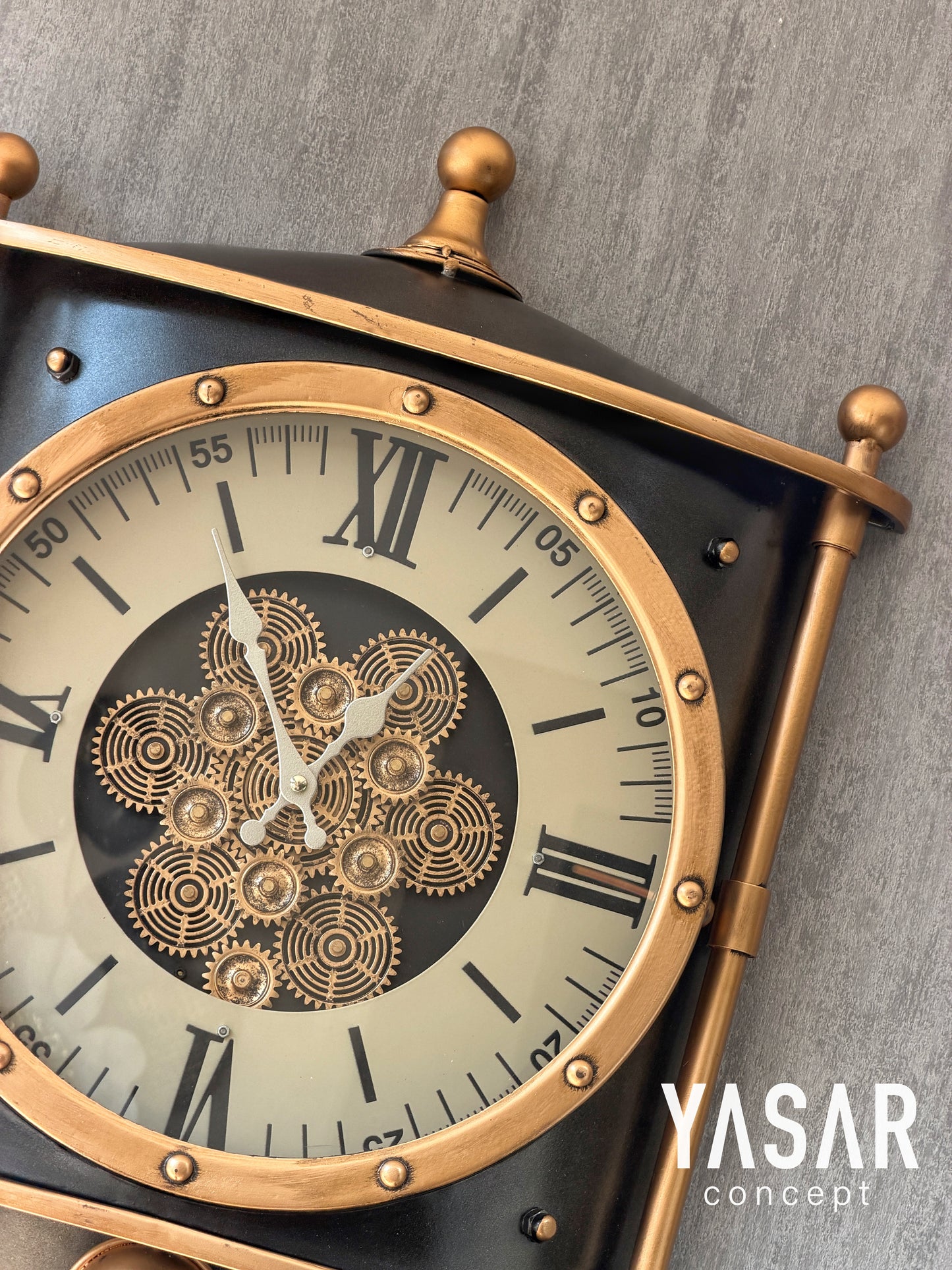 Lorenna Metal Çarklı Duvar Saati 46 Cm