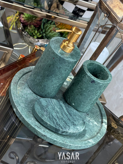 Malachite Mermer Banyo Seti 4 Parça