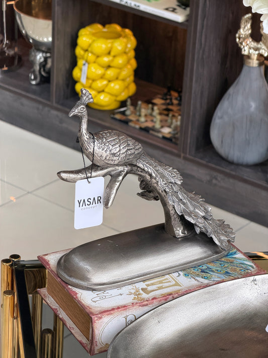 Peacock Dekoratif Obje Antik Gümüş