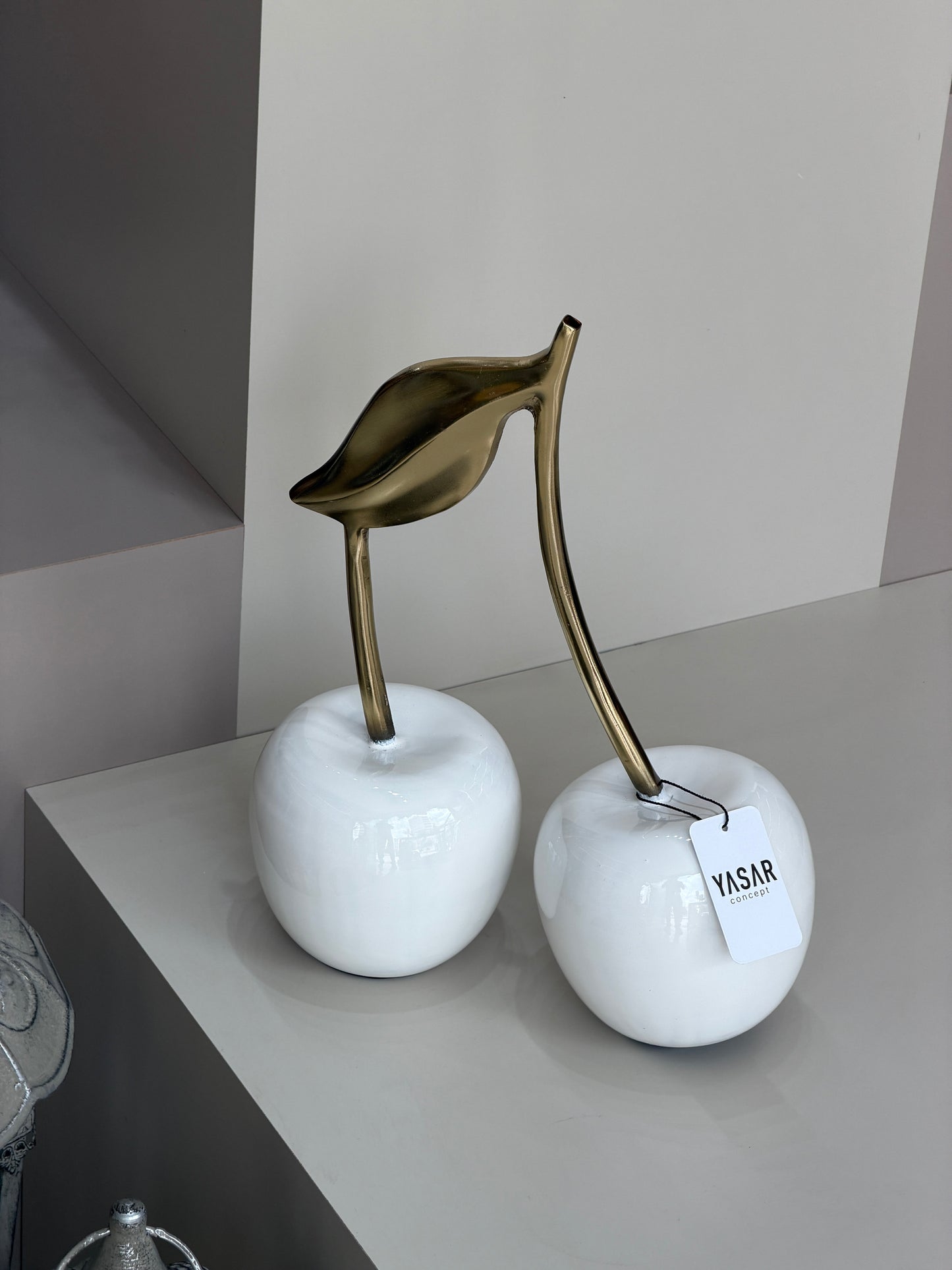 Rosceria Metal Dekoratif Kiraz Obje Beyaz