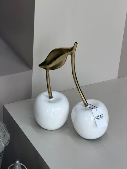 Rosceria Metal Dekoratif Kiraz Obje Beyaz