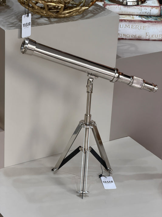 Spectron Pirinç Dekoratif Teleskop Gümüş