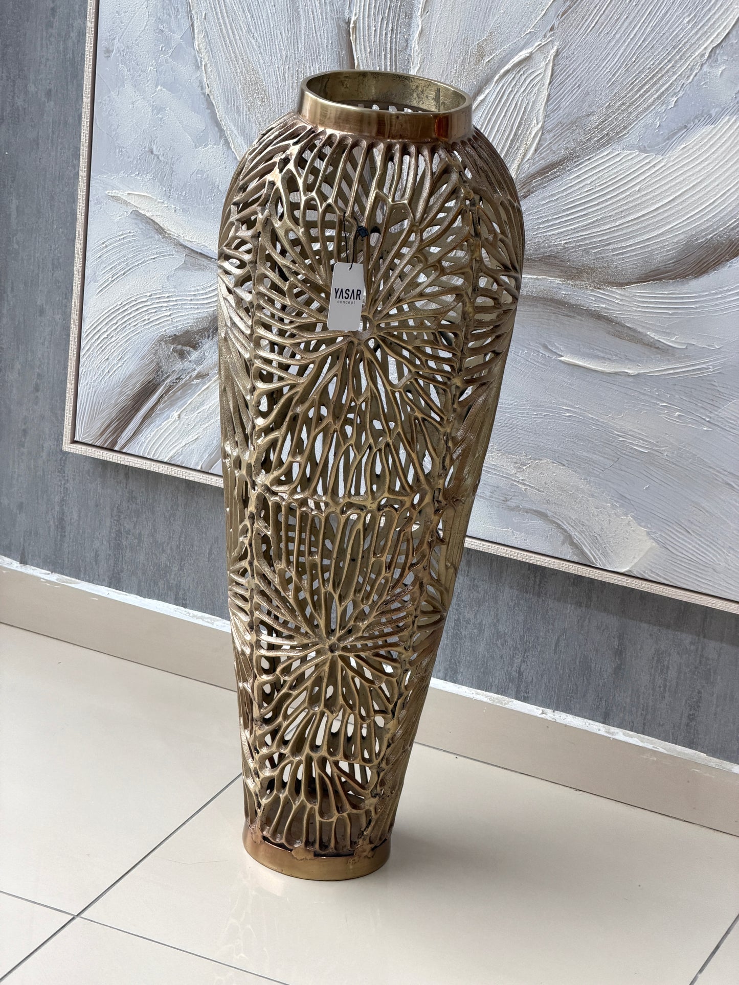 Florvane Metal Yer Vazosu Büyük Boy